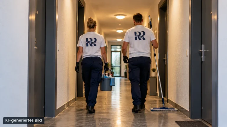 Zwei Reinigungskräfte von Ruhr-Rein bei der Gebäudereinigung in Dortmund